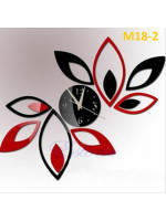 M18 - 2 Designer Mirror Wall Clock - (((COLORS: RED & BLACK COMBO - DESIGN: 2 STYLES)))