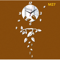 M27 Designer Mirror Wall Clock - (((COLORS: MIRROR / GOLD/  BLACK GLOSS - DESIGN: 1STYLE)))