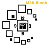 M30 Designer Mirror Wall Clock - (((COLORS: BLACK GLOSS - DESIGN: 1 STYLE)))