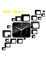 M32 Designer Mirror Wall Clock - (((COLORS: GOLD / BLACK GLOSS - DESIGN: 1 STYLE)))