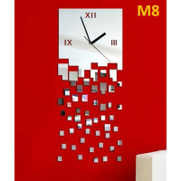 M8 Designer Mirror Wall Clock - (((COLORS: MIRROR / GOLD / BLACK GLOSS - DESIGN: 1 STYLE)))