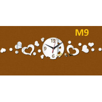 M9 Designer Mirror Wall Clock - (((COLORS: MIRROR / BLACK GLOSS - DESIGN: 1 STYLE)))