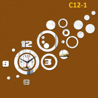 C12 Range Designer Mirror Wall Clock - (((COLORS: MIRROR / GOLD/ BLACK GLOSS - DESIGN: 38 STYLES)))