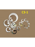 C3 Range Designer Mirror Wall Clock - (((COLORS: MIRROR / GOLD / BLACK GLOSS - DESIGN: 30 STYLES)))