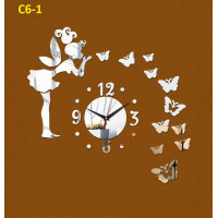 C6 Range Designer Mirror Wall Clock - (((COLORS: MIRROR /GOLD/ BLACK GLOSS - DESIGN: 10 STYLES)))