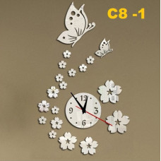 C8 Range Designer Mirror Wall Clock - (((COLORS: MIRROR / BLACK GLOSS - DESIGN: 12 STYLES)))