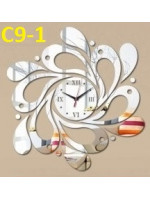 C9 Range Designer Mirror Wall Clock - (((COLORS: MIRROR /GOLD / BLACK GLOSS - DESIGN: 6 STYLES)))