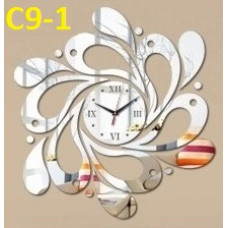 C9 Range Designer Mirror Wall Clock - (((COLORS: MIRROR /GOLD / BLACK GLOSS - DESIGN: 6 STYLES)))